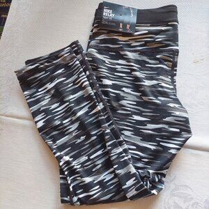 Women's Nike Dri-Fit Camo Running Compression Tights Black White, Size M - NEW